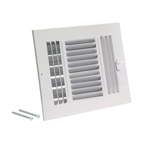 EZ-FLO Registro de pared/techo de acero de 3 vías, 10 pulg. x 6 pulg. (tamaño de conducto), blanco