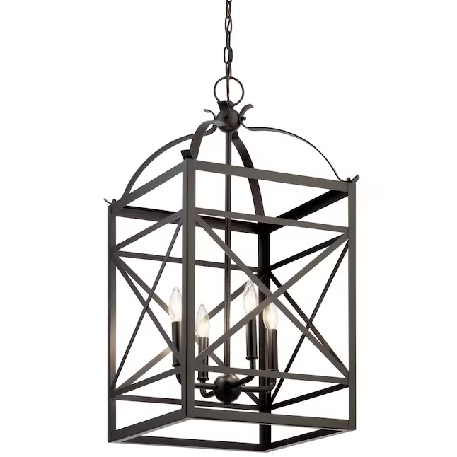 Kichler Arborwood 4-Light Aged Bronze Industrial Square Hanging Pendant Light