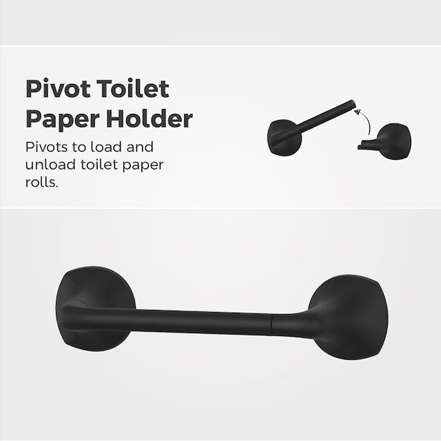 Pfister 3-Piece Rancho Matte Black Decorative Bathroom Hardware Set with Towel Bar,Toilet Paper Holder and Towel Ring