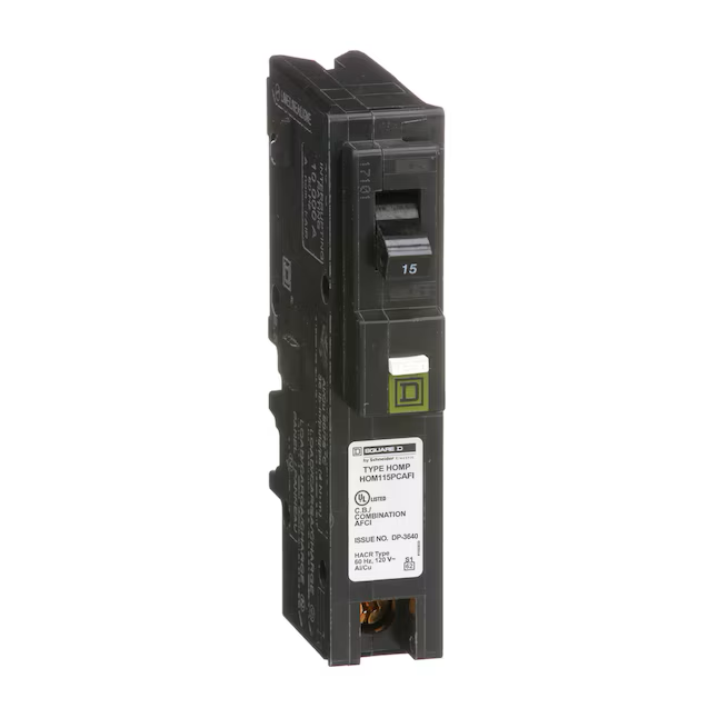 Square D Homeline 15-amp 1-Pole Combination Arc Fault Plug-on Neutral Circuit Breaker