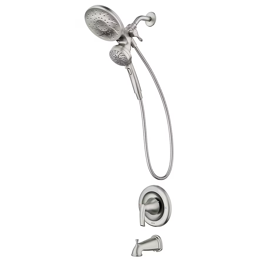 Moen Graeden Magnetix Spot Resist Brushed Nickel 1-handle Multi-head Round Bathtub and Shower Faucet Valve Included