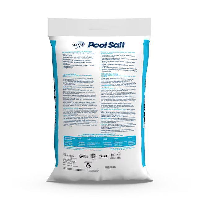 Bolsa SureSoft de 40 lb de sal de alta pureza para piscinas de agua salada 