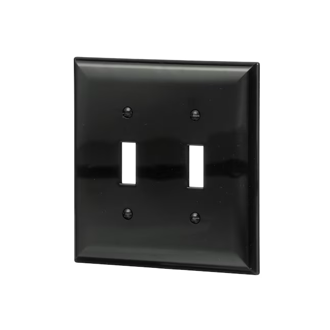 Eaton 2-Gang Midsize Black Polycarbonate Indoor Toggle Wall Plate