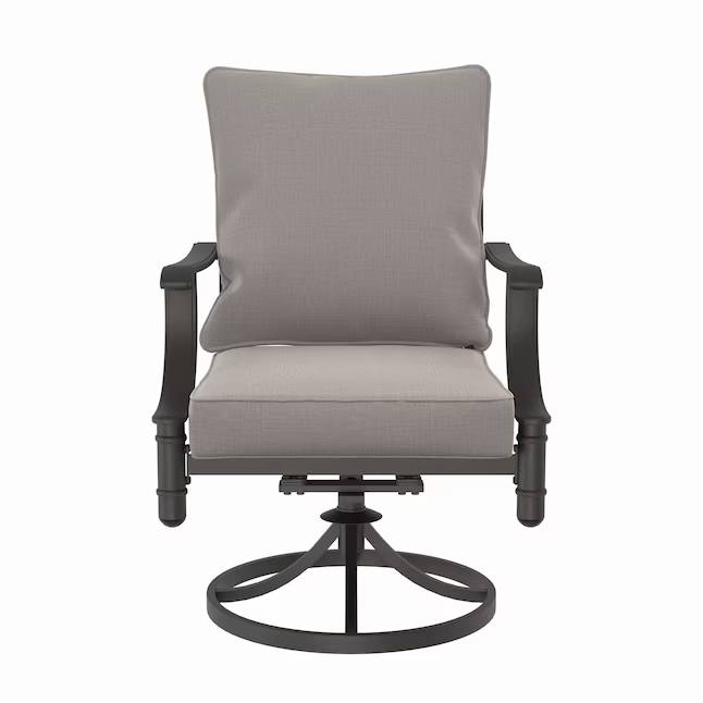 Allen + Roth Thomas Lake Juego de 2 sillas de comedor giratorias con estructura de acero gris y asiento acolchado gris