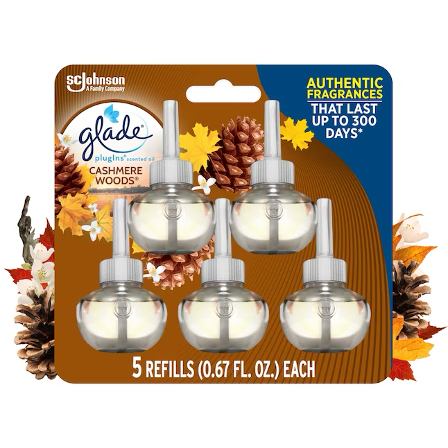 Glade Duftöl 0,67 fl oz Cashmere Woods Nachfüll-Lufterfrischer (5er-Pack)