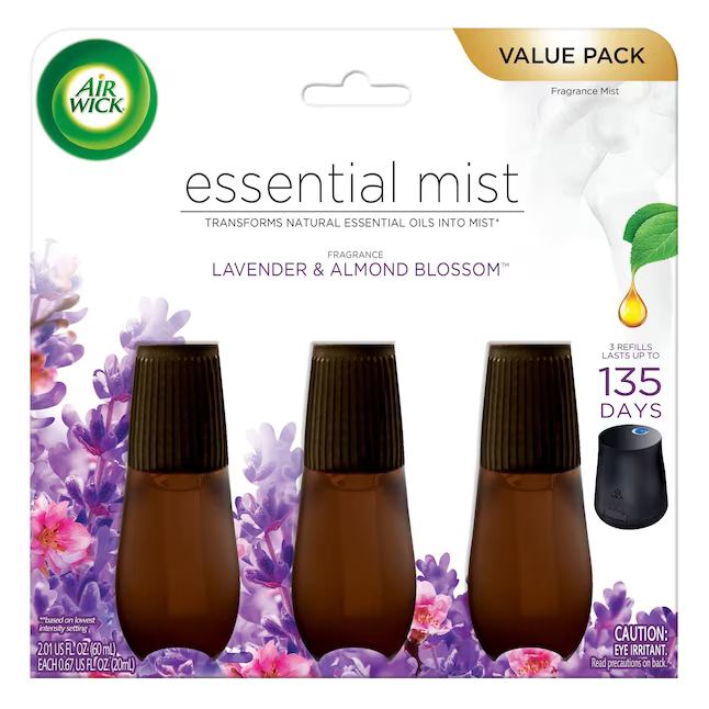 Air Wick Mist 0,67 fl oz Lavendel- und Mandelblüten-Nachfüll-Lufterfrischer (3er-Pack) 