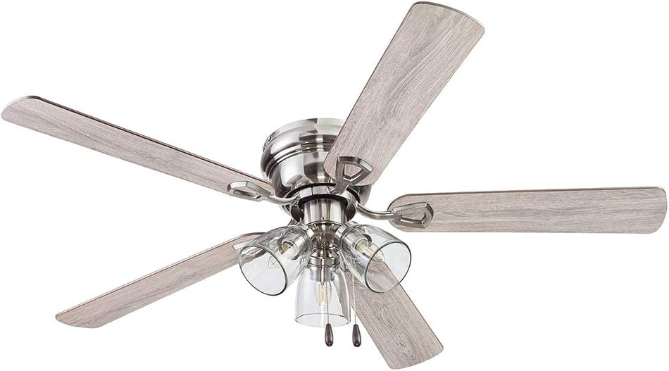 Portage Bay Ceiling 52" Renton Brushed Nickel Indoor Fan with Clear 3 Light LED