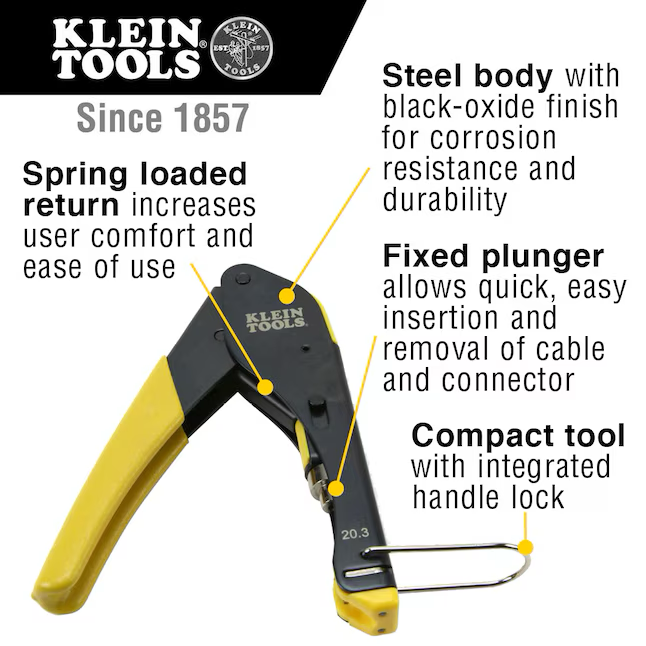 Juego de herramientas de instalación de cable coaxial de Klein Tools con estuche con cierre Kit de herramientas de compresión coaxial