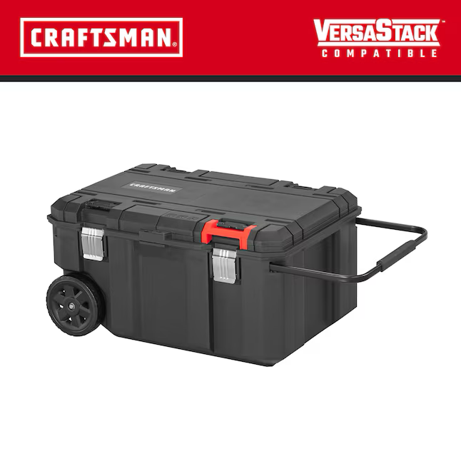 CRAFTSMAN VERSASTACK 30,4 Zoll Werkzeugkasten mit schwarzen Polypropylen-Rädern und Abschließbarkeit