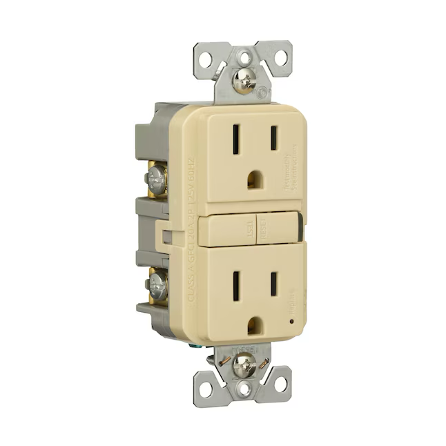 Eaton 15-Amp 125-volt Tamper Resistant GFCI Residential Decorator Outlet, Ivory