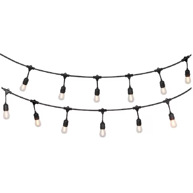 Harbor Breeze 24-ft Plug-in Black Indoor/Outdoor String Light with 12 White-Light Incandescent Edison Bulbs