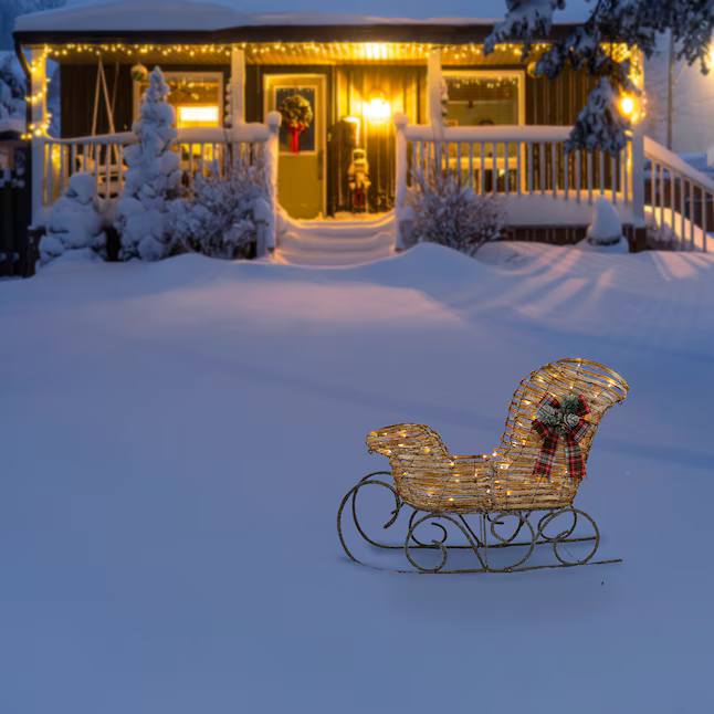 Holiday Living 2.5-ft LED Rattan Sleigh Decoration