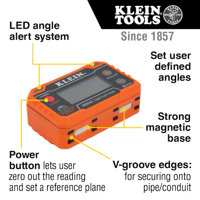 Medidor de ángulo digital Klein Tools con alerta de ángulo