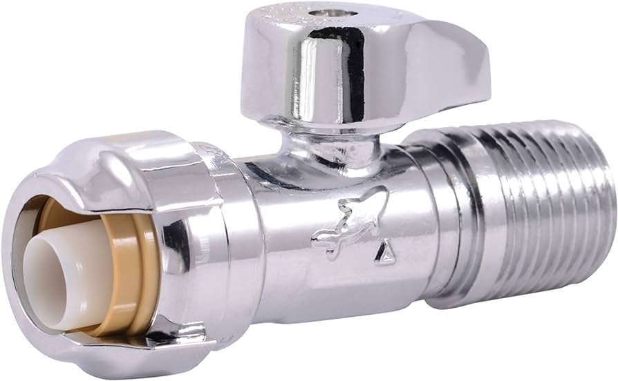 SharkBite 1/2 in. Push-to-Connect x 1/2 in. MIP Chrome-Plated Brass Quarter-Turn Straight Stop Valve