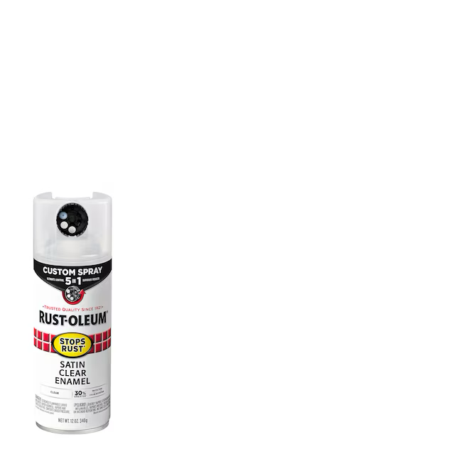 Pintura en aerosol transparente satinada Stops Rust 5 en 1 de Rust-Oleum (peso neto: 12 oz)