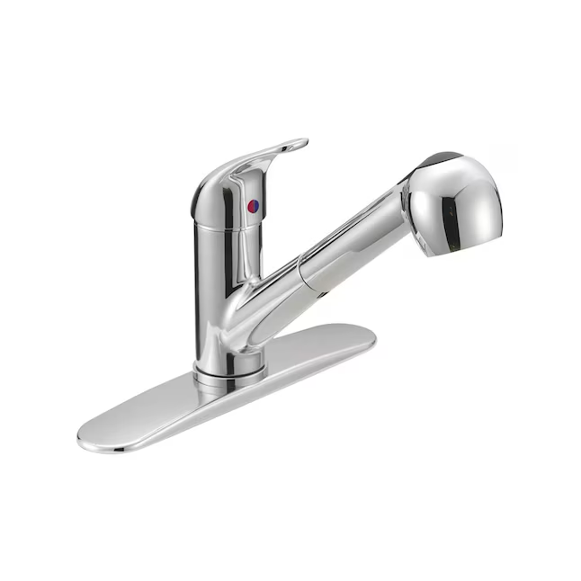 EZ-FLO Prestige Chrome Single Handle Pull-out Kitchen Faucet with Deck Plate