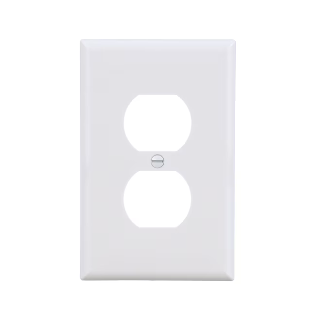 Eaton 1-Gang Midsize White Polycarbonate Indoor Duplex Wall Plate