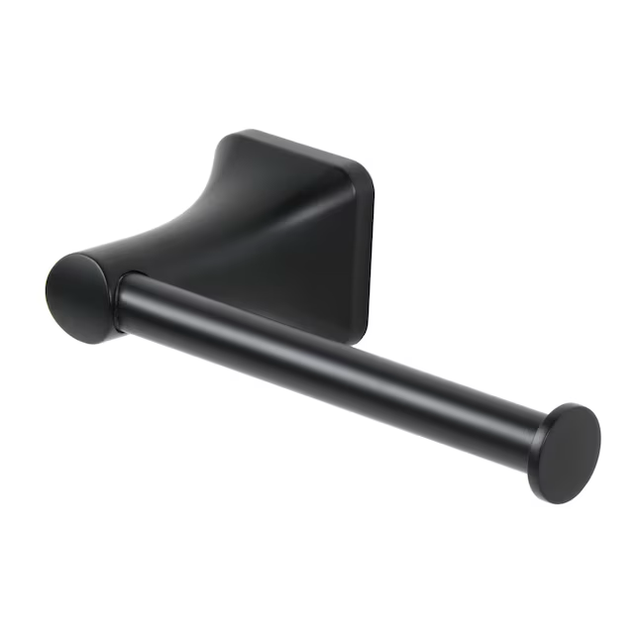 allen + roth 3-Piece Dunmore Matte Black Decorative Bathroom Hardware Set with Towel Bar,Toilet Paper Holder and Towel Ring