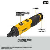 Destornillador inalámbrico DEWALT de 8 voltios y 1/4 de pulgada (1 batería incluida y cargador incluido)