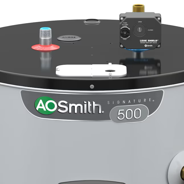 AO Smith Signature 500 Calentador de agua eléctrico inteligente de doble elemento, 40 galones, 12 años de garantía, 5500 vatios, con detección de fugas y apagado automático