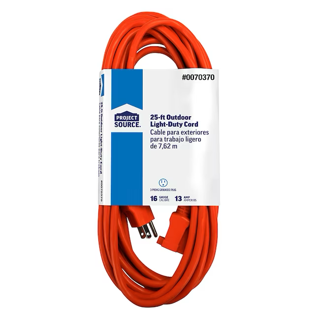 Project Source 25-ft 16/3-Prong Outdoor Sjtw Light Duty General Extension Cord