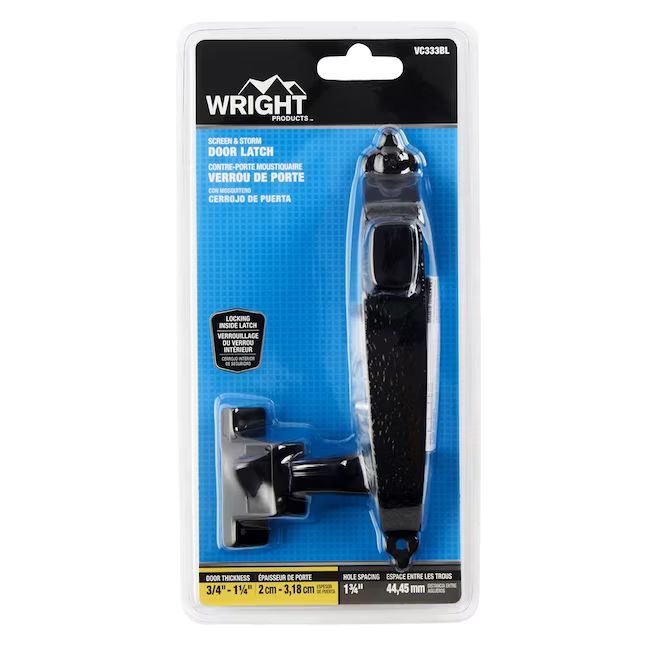 WRIGHT PRODUCTS Kit de herrajes para puerta contra tormentas y pantalla con botón pulsador de metal fundido a presión, ajustable, de 1,8 pulgadas, color negro