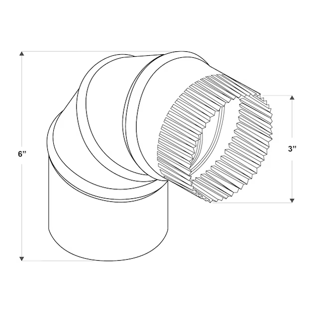 IMPERIAL 3-in 30 Gauge Galvanized Steel Round Adjustable 90 Degree Duct Elbow