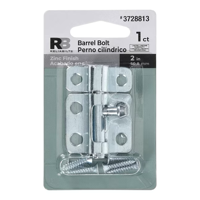 RELIABILT 2-in Zinc Steel Barrel Bolt