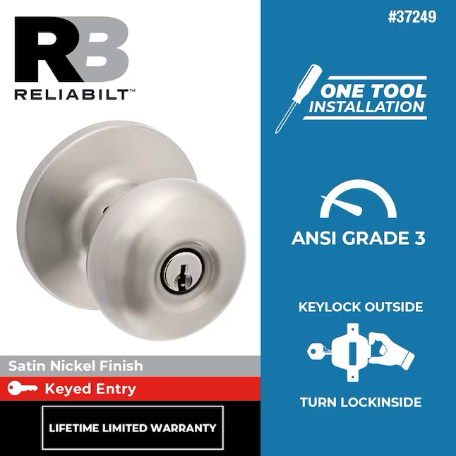 RELIABILT Baron Satin Nickel Exterior Keyed Entry Door Knob