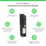 Square D Homeline 20-Amp 1-Pole Combination Arc Fault Plug-On Neutral Circuit Breaker