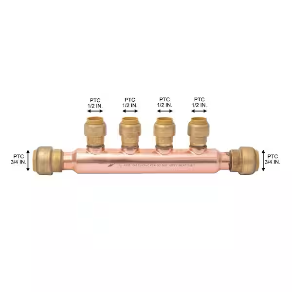 SharkBite 3/4 in. x 1/2 in. Push-to-Connect Copper 4-Port Open Manifold Fitting