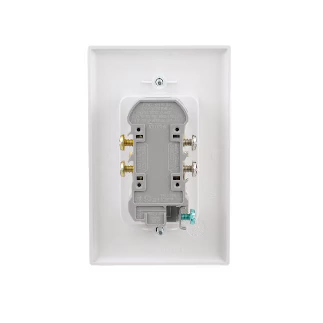 Eaton 15-Amp 125-volt Tamper Resistant Recessed Residential Decorator Outlet with Wall Plate, White