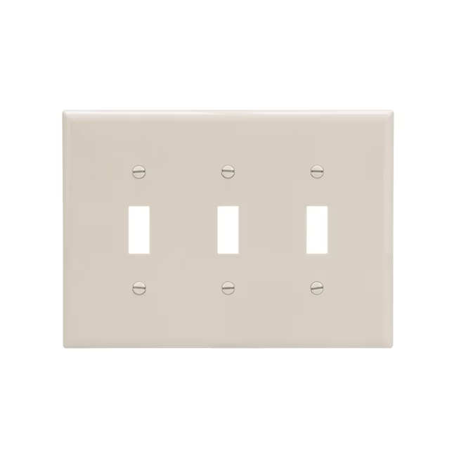 Eaton 3-Gang Midsize Light Almond Polycarbonate Indoor Toggle Wall Plate