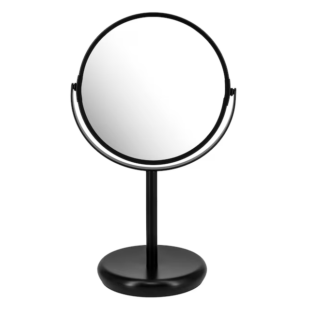 allen + roth 5-in x 12.5-in Matte Black Double-sided 5X Magnifying Freestanding Vanity Mirror