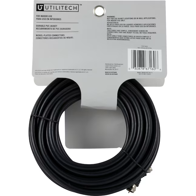 Utilitech 25-ft Rg6 Black Coaxial Cable