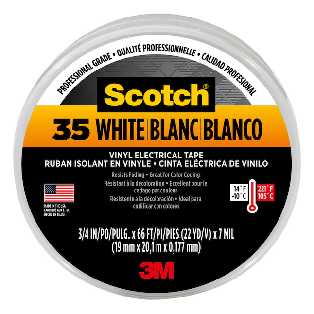 Scotch #35 0.75-in x 66-ft Vinyl Electrical Tape White