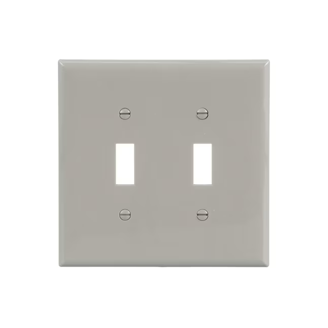 Eaton 2-Gang Midsize Gray Polycarbonate Indoor Toggle Wall Plate