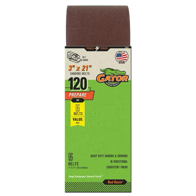 Gator 5-Piece Aluminum Oxide 120-Grit Belt Sandpaper