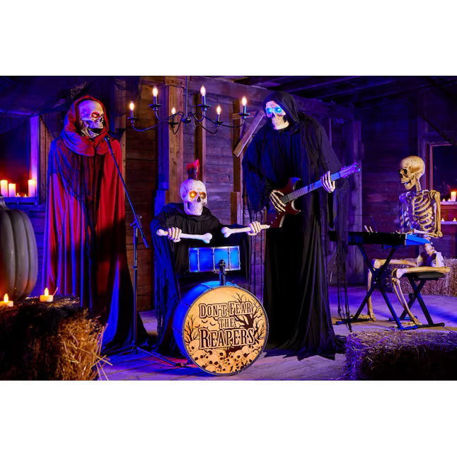 Haunted Living 4-ft Bluetooth Reaper Band LED Drummer Animatronic