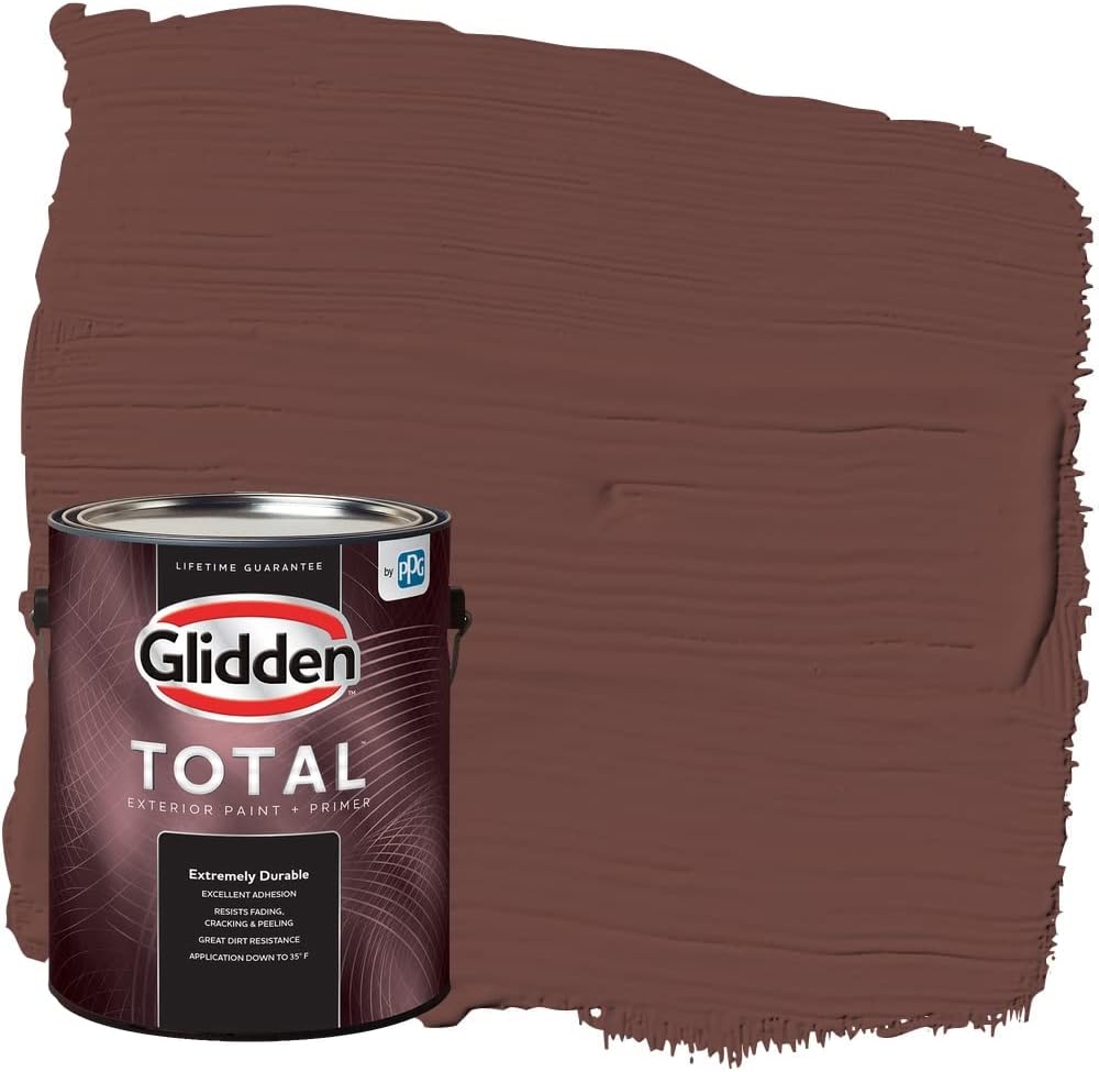 Glidden Total Exterior Paint & Primer Semi-Gloss,  Warm Mahogany