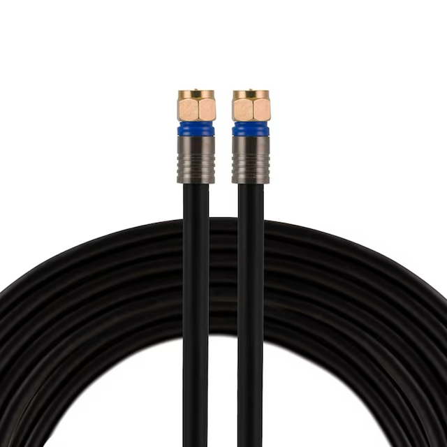 Cable coaxial negro con blindaje cuádruple Rg6 de 50 pies de Utilitech