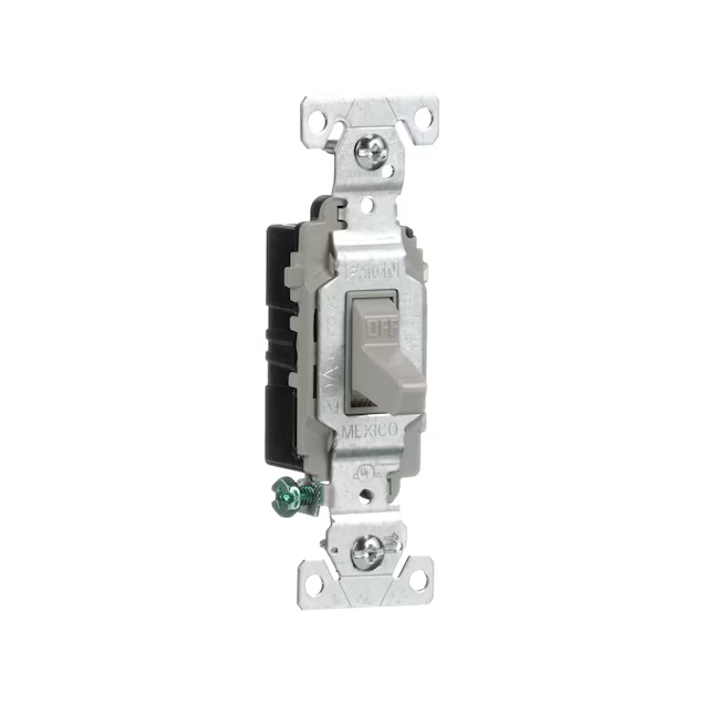 Eaton 20-Amp Single-Pole Toggle Light Switch, Gray