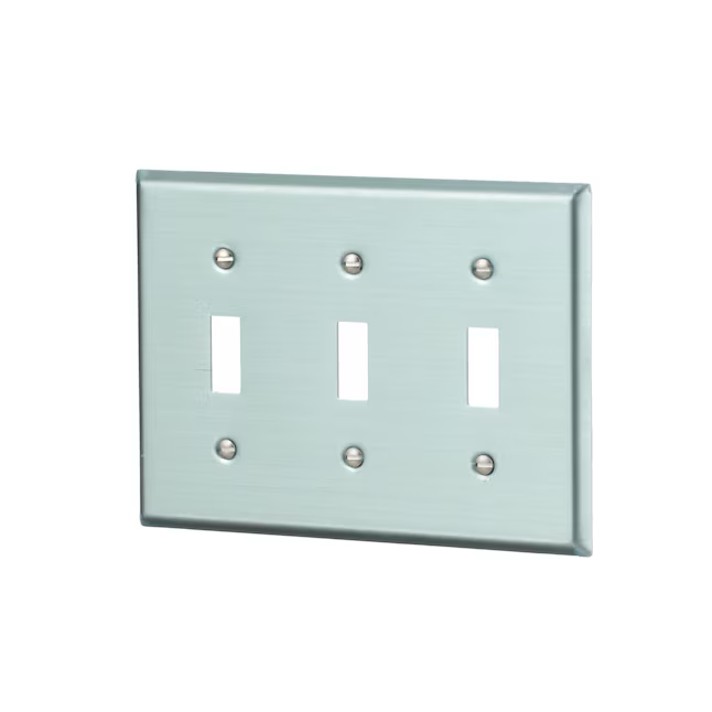 Eaton 3-Gang Standard Size Stainless Steel Stainless Steel Indoor Toggle Wall Plate