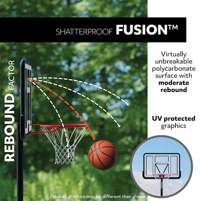 LIFETIME PRODUCTS Lifetime In-Ground-Basketballkorb – verstellbare Höhe, Polycarbonat-Rückwand, Slam-It-Ring, Verwendung im Freien, einfache Montage