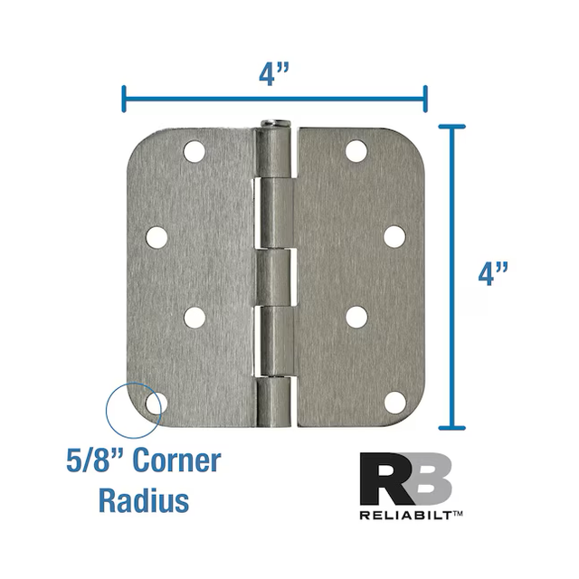 Bisagra para puerta interior embutida de níquel satinado de 4 in de alto y 5/8 in de radio RELIABILT