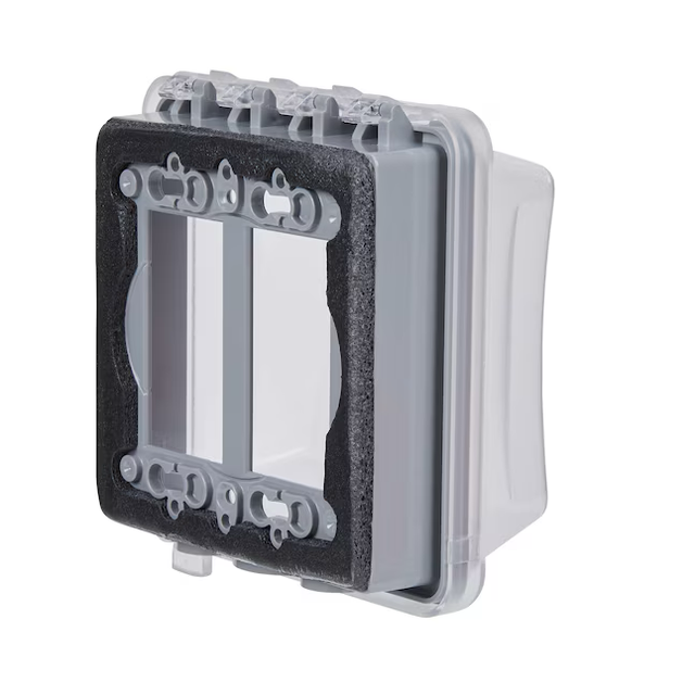 Hubbell TayMac 2-Gang Square Clear Plastic Weatherproof Electrical Box Cover