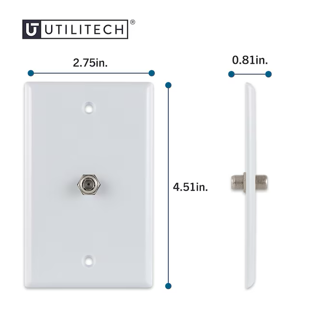 Placa de pared ciega de plástico blanco de tamaño especial para interiores de 1 unidad de Utilitech