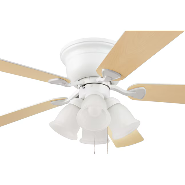 Harbor Breeze Centreville 52-in White Indoor Flush Mount Ceiling Fan with Light (5-Blade)