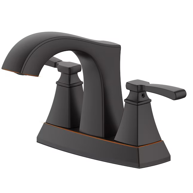 allen + roth Chesler Oil Rubbed Bronze 4-in centerset 2-Handle WaterSense Bathroom Sink Faucet with Drain and Deck Plate