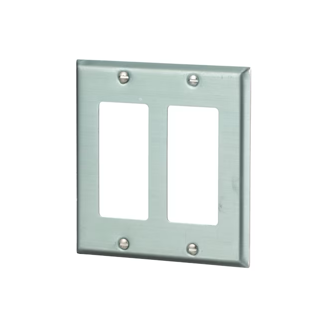 Eaton 2-Gang Standard Size Stainless Steel Stainless Steel Indoor Decorator Wall Plate